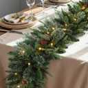 9FT Christmas Garland with Pine Cones, Prelit Christmas Garland Greenery Outdoor Lighted Pine Garland, Mantle Garland Christmas Holiday Decoration Indoor (Pinecone, 9ft)