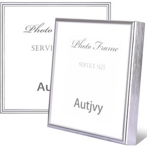 4x4 Picture Frame Silver Brushed Modern Simple Thin Aluminum Metal Photo Frame with HD Real Glass, Display for Tabletop and Wall Collage. (2 Pack)