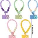 5 Pcs Pendant Flower Cute Keychain Wristlet Cell Phone Lanyard Colorful Resin Flowers Car Key Chain Women Phone Strap Aesthetic Keychain Lanyard Braided Phone Wrist Strap Phone Keychain Accessories