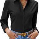 siliteelon Womens Button Down Shirt Cotton Dress Shirt Long Sleeve Collared Button Up Business Shirt Work Office Blouse, Medium 