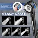 Filtered Shower Head with Handheld, High Pressure 5-Spray Shower Head with Filters for Hard Water, ON/OFF Switch Showerhead for Pets Bath, Shower Heads Filter - Remove Chlorine, Reduce Dry Itchy Skin (Black)