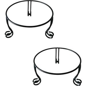 2 Pack Metal Gazing Ball Stand for 10 or 12 Inch Outdoor Garden Gazing Globes,Metal Display Stand for Plant or Flowerpot Holder,Birdbath Bowl Stand 5 Inch Tall,Black