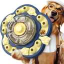 KADTC 3 Levels of Challenge Dog Puzzle Feeder Toy U.S. Brand - Design Spin-to-Release Treat Dispenser For Small Medium Large Dogs Boredom Buster Mental Stimulation Enrichment Slow Feeding Puzzles Toys, Sunflower Blue