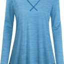 Cestyle Workout Tops for Women Yoga Tops Running Shirts Activewear Tee Shirt (X-Large, 109-light Blue (Long Sleeve))