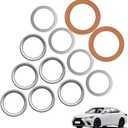 12-Pack Transfer & Differential Case Drain Plug Crush Washer Gasket Kit - OEM 1215710010 9043024003 90430A0003 Replacement for Toyota Lexus 4Runner Tundra Land Cruiser Tacoma FJ RAV4 Highlander