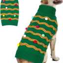 cyeollo Dog Christmas Sweater Warm Dog Sweaters for Large Dogs Turtleneck Xmas Dogs Clothes with Leash Hole Pet Holiday Outfit XXXL