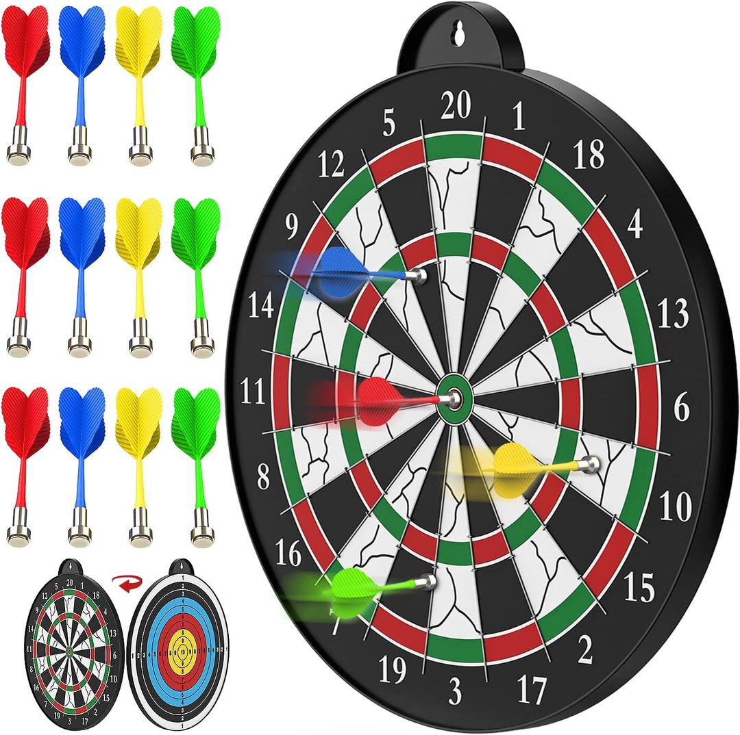 Dart Board - 12pcs Magnetic Darts - Excellent Indoor Game and Party Games - Gifts for 5 6 7 8 9 10 11 12 Year Old Boy Kids