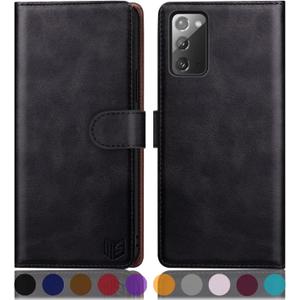 SUANPOT for Samsung Galaxy Note 20 5G 6.7" with RFID Blocking Leather Wallet case Credit Card Holder, Flip Folio Book Phone case Shockproof Cover Women Men for Samsung Note 20 case Wallet Black