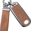 YO&YOYE Mazda Key Fob Cover with Keychain Leather Case Protector for Mazda 3 6 8 Miata MX-5 CX-5 CX-9 (Model 2, Brown)