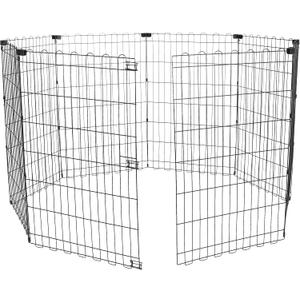 Amazon Basics Portable Foldable Octagonal Metal Exercise Dog Playpen, Indoor/Outdoor Pet Fence, No Door, 8 Panels, Medium, 60 x 60 x 36 inches, Black