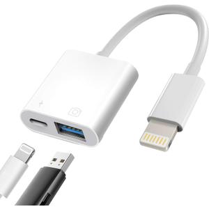 [Apple MFi Certified] Lightning to USB Camera Adapter with Charging Port for iPhone, High-Speed & Portable USB 3.0 Female OTG Adapter for iPad, Support Flash Drives Keyboard, Plug and Play