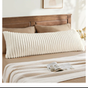 BEDELITE Fluffy Faux Fur Body Pillow Cover with Zipper, Luxury Plush 3D Striped Pillow Cover Ni size  Inches, Super Soft and Cozy Long Body Pillow Pillowcase for Bed Sofa Couch Room Decor(Cream White)