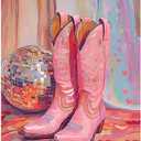 Vintage Boots Paint by Number Kits,Retro Disco Ball Paint by Numbers Kit for Adults Beginner Without Frame,Easy DIY Acrylic Painting for Canvas for Decor 16x20inch (MT21062)