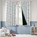 jinchan 95% Blackout Nursery Curtains 63 Inches Long, Bunny Woodland Toile Curtains Blue on Beige Animal Printed Drapes for Bedroom Rod Pocket Thermal Insulated Farmhouse Window Treatment 2 Panels