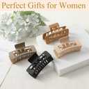 2 x 6Pcs Large Layered Hair Claw Clips, 4.1 Inch Non-slip Big Square Matte Claws for Women, Strong Hold Banana Clips for Thick Thin Hair Brown