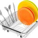 Slideep Stainless Steel Cutlery Utensil Holder Silverware Organizer with Hooks removable Drying Rack Silverware Holder Utensil Cutlery Basket Kitchen Dish Drainer Dish Drying Rack (4 Compartments)