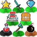 8PCS Pixel Theme Birthday Party Decoration Honeycomb Party Centerpieces for Table Decoration supplies