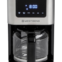 West Bend Drip Coffee Maker Brews Hot or Iced, Programmable with Brew Strength Selector Auto Shut-Off and 6 Functions Permanent Mesh Filter and Glass Carafe, 12-Cup