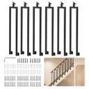 6 Pack U Shape 38.6" Stair Balusters with Adjustable Top Bracket for Staircase Interior, Side Mount Wrought Iron Balusters for Stair Handrail Porch Deck Railing Outdoor Steps