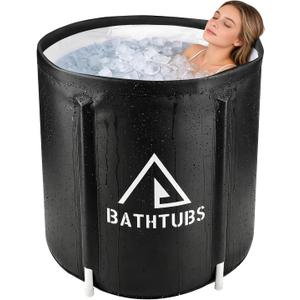 Portable Foldable Bathtub, Collapsible Adult Bath Tub for Hot SPA and Ice Bath, Space-Saving Storage, Durable PVC Material (Black, 27inch)