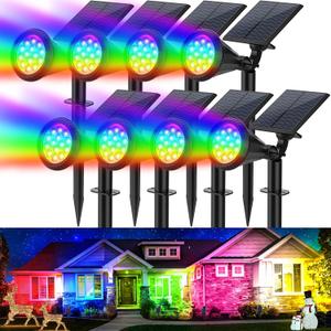 Solar Color Changing Lights Outdoor Waterproof, 7 Modes/8 Pack Halloween Christmas Multicolor RGB Solar Spot Lights, 180 Adjustable Solar Powered Landscape Spotlights for Outside Yard/Garden