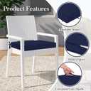Basic Beyond Outdoor Chair Cushions for Patio Furniture, Waterproof Outdoor Seat Cushions Set of 4 19 x 19, Patio Chair Cushions Set of 4 with Ties and Handle, Navy Blue