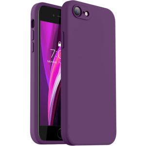 Vooii for iPhone SE Case 2022/3rd/2020,iPhone 8/7 Case, Upgraded Liquid Silicone with [Flat Edges] [Camera Protection] [Soft Anti-Scratch Microfiber Lining] Phone Case for iPhone SE - Grape