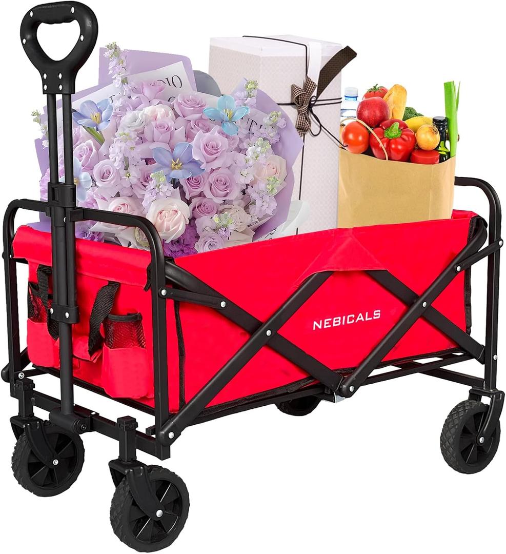 Small Wagon Carts Collapsible/Folding/Foldable/for Apartment/Grocery/Travel/Camping/Shopping/Outdoor/Lightweight & Portable