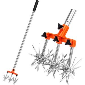 Rotary Cultivator Garden, Adjustable Garden Rotary Tiller - Rotary Cultivator Tool for Soil Mixing or Reseeding Grass Lawn Tiller