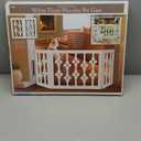 Etna White Floral Wooden Pet Gate - Freestanding Foldable Adjustable 3-Section Dog Gate. Extra Wide, Keeps Pets Safe Indoors/Outdoors - Fully Assembled