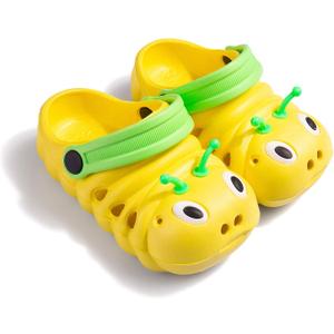 Baby Girls Boys Sandals Kid's Cute Lightweight Shoes Summer Premium Cartoon Sandals Children Caterpillar Non-Slip Beach Water Clogs Shoes Garden Slipper (Green)