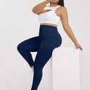 Plus Size High-Waist Yoga Pants for Women, 4-Pocket Tummy Control Butt-Lifting Workout Leggings (Blue, XL)