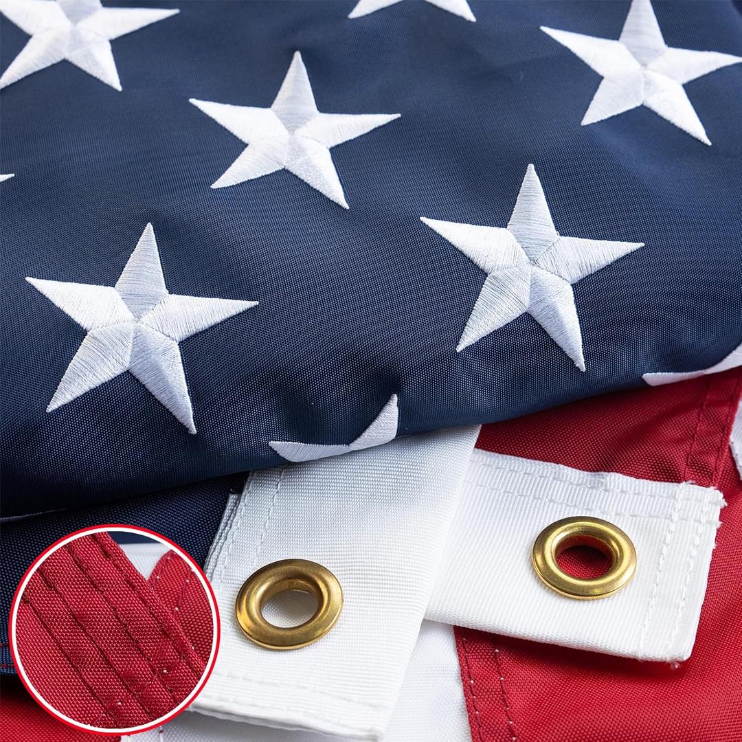 Bradford Embroidered 420D American Flag 3x5 ft Outdoor, Heavy Duty US USA Flags Thicker Nylon Material with 2 Brass Grommets, America Flag for All Weather Outside Longest Lasting