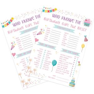 Who Knows The Birthday Girl Best, Birthday Games for Girls Party, 30 Pcs Birthday Party Game Set, Birthday Girl Party Game, Birthday Decoration, Birthday Game Cards-BTDG01