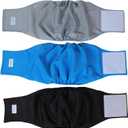 Teamoy Reusable Wrap Diapers for Male Dogs, Washable Puppy Belly Band Pack of 3 (XXL, 29"-34" Waist, Black+ Gray+ Lake Blue)