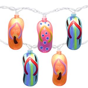 GOOTHY 8.5Ft Tropical Beach Themed Decorations Slipper String Lights with 10 Colorful Flip Flop, Outdoor Beach Flip Flop String Lights for Summer Camp Tent Wedding Holiday Party Garden Bedroom Decor (Multicolor Shoes)
