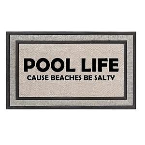 Daylor Outdoor Indoor Doormat 18" x 30" Gray/Beige/Black Rubber Backed Door Mat Pool Life Funny