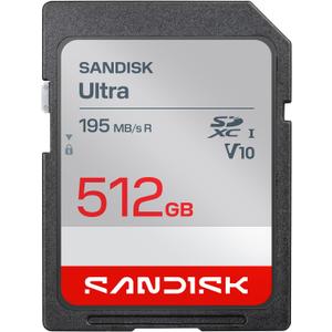 SANDISK 512GB Ultra SDHC UHS-I Card and SDXC UHS-I Card - Up to 195MB/s Read Speed, Full HD Video, V10, U1, C10 - SDSDUVQ-512G-GN6IN