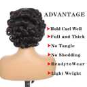 Short Curly Human Hair Wigs for Black Women Glueless Bouncy Curly Bob Wig With Bangs Big Curl Natural Looking Human Hair Wig for African American Women 8 Inch
