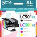 hehua LC501XL Ink Cartridges LC501 Series Inks (5-Pack,2,000 Pages) Compatible for Brother LC501XL Ink Cartridge LC501 XL for Brother Work Smart 1360 MFC-J1360DW Ink Cartridges MFC-J1410DW MFC-J1260W