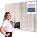 Large Cork Bulletin Board for Wall 36"x24", 6 Pack Felt Slat Wall Panel Tiles with 50 Pushpins, 30 Safe Removable Adhesive Tabs, Decorative Pin Board Tack Board for Office Home School (Beige, 36"x24")