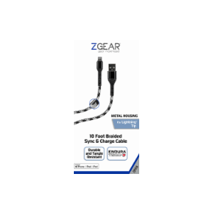 Zgear Metal Housing For Lightning Tip 10 Foot Braided Sync & Charge Cable