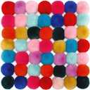 Suncalla 50 Pcs Faux Fur Pom Poms for Hats 3 Inch Fluffy Large Pompoms Balls with Elastic Loop for Beanie Shoes Scarves Gloves Keychains Bags Accessories Clothes Knitting Crochet Items DIY Balls (Bright Color)