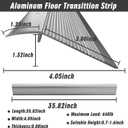 Metal Floor Transition Strip, Aluminum Threshold for Doorways, for Gap from 0.4″to 1.6″, for Doorways Tile Wood Vinyl Laminates, Size 36in x 4in x 1.32 in (Silver, 2pack)