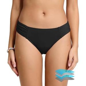 Beautikini Period Swimwear Menstrual Leakproof Low Waist Ruched Bikini Bottom Bathing Suit Shorts for Teen Girls.S
