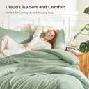 Litanika Oversized Queen Comforter Set, 3 Pieces Sage Green Lightweight Solid Bedding Comforter Set, All Season Fluffy Bed Set (98x98In Comforter & 2 Pillowcases)