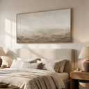 Large Framed Neutral Beige Brown Abstract Wall Art for Living Room 60x30 In