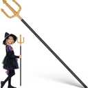 Healeved Trident Fork 138CM 4-Pronged Plastic Trident Devil Pitch Fork Halloween Costume Prop Party Decoration (Multi)