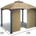 Tanxianzhe Gazebo Replacement Privacy Curtain with Zipper Outdoor Universal Privacy Panel Sidewall for 10' x 10' Gazebo (Khaki)
