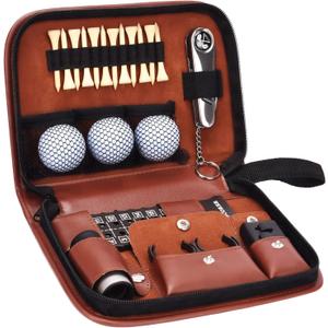 Golf Gifts for Men and Women, Golf Accessories Set with Hi-End Case, Golf Balls, Rangefinder, Golf Tees, Brush, Multifunctional Divot Knife, Scorer, Golf Ball Clamp